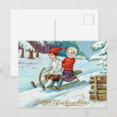 Carte Postale Vintage Noël Enfants Dormir (Devant / Derrière)