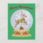 Carte Postale Vintage Noël Joyeux Go Round Snowglobe (Devant)