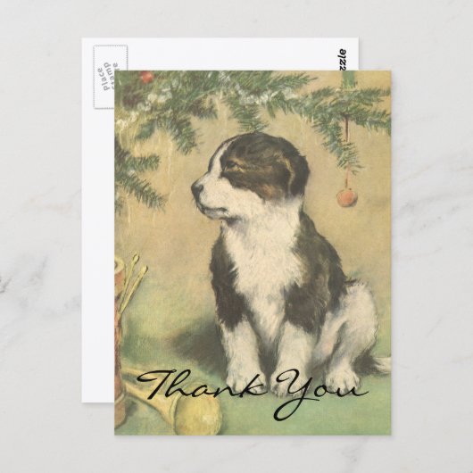 Carte Postale Vintage Noël Merci (Devant / Derrière)