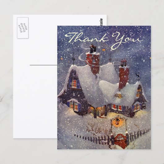 Carte Postale Vintage Noël Merci (Devant / Derrière)