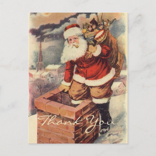 Carte Postale Vintage Noël Merci (Devant)