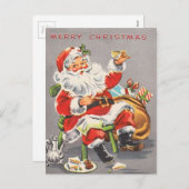 Carte postale vintage Noël Père Noël 1950 (Devant / Derrière)