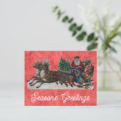 Carte Postale Vintage Noël Père Noël Joyeuses Fêtes (Debout devant)