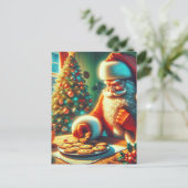 Carte Postale Vintage Noël Père Noël Manger Cookies (Debout devant)