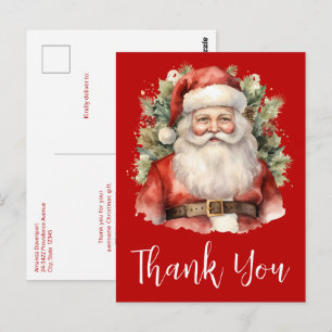 Carte Postale Vintage Noël Père Noël Merci souriant