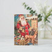 Carte postale Vintage Noël Père Noël Reindeer (Debout devant)