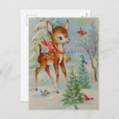 Carte postale Vintage Noël renne (Devant / Derrière)