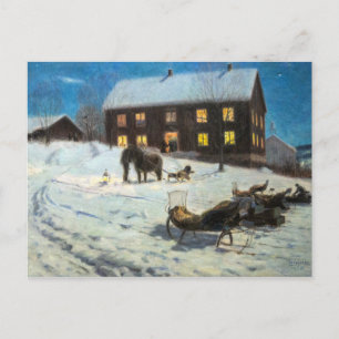 Carte Postale Vintage Noël Rustique Hiver Accueil