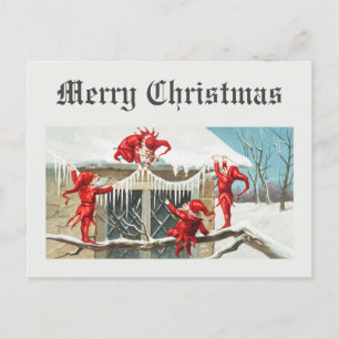 Carte Postale Vintage Noël Santa Elfes