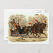 Carte postale Vintage Noël "Sleigh Ride" (Devant / Derrière)