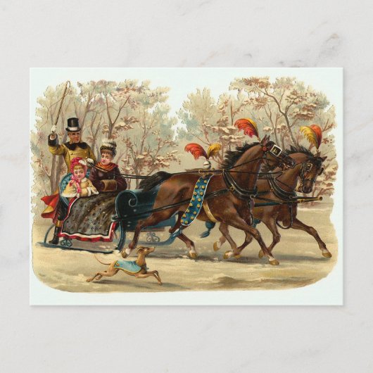 Carte postale Vintage Noël "Sleigh Ride" (Devant)