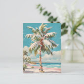 Carte Postale Vintage Noël Tropical Beach Palm Tree (Debout devant)
