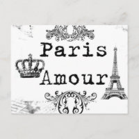 Vintage noir blanc Paris Amour Tour Eiffel