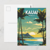 Carte Postale Vintage nostalgique de Kauai Hawaii (Devant / Derrière)