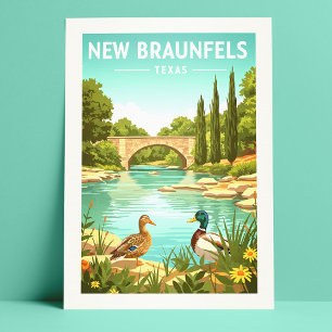 Carte Postale Vintage Nouveau Braunfels Texas