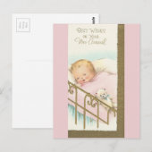 Carte Postale Vintage "Nouvel Arrivée" bébé (Devant / Derrière)