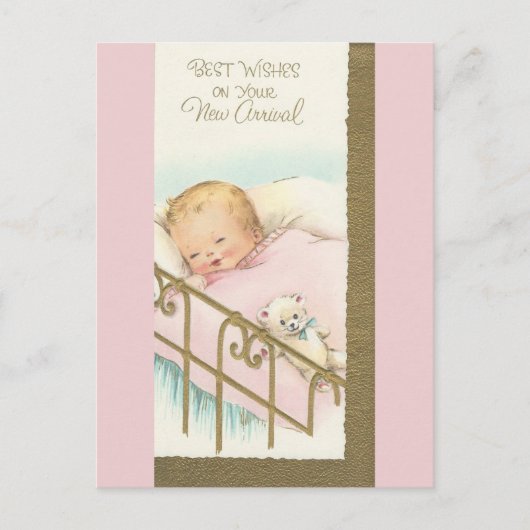 Carte Postale Vintage "Nouvel Arrivée" bébé (Devant)