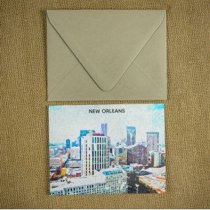 Carte Postale Vintage Nouvelle-Orléans Louisiane Ville Silhouett