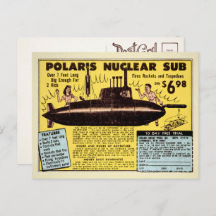 Carte postale vintage Nuclear Sub 