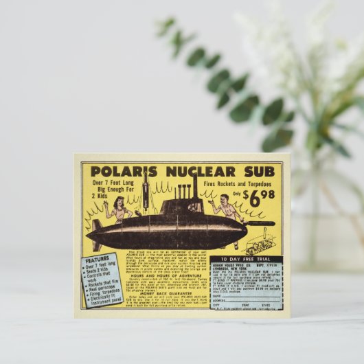 Carte postale vintage Nuclear Sub (Debout devant)