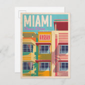 Carte Postale vintage Ocean Drive Miami (Devant / Derrière)