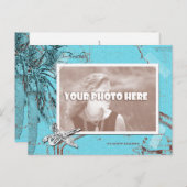 Carte Postale Vintage Ocean Map Collage photo turquoise (Devant / Derrière)