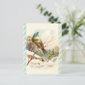 Carte Postale Vintage oiseau bleu hiver (Debout devant)