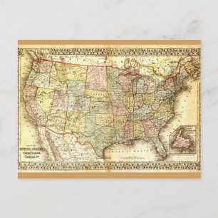 Carte Postale Vintage Old États-Unis États-Unis