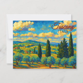 Carte Postale Vintage Olive Toscane Italie Retro Europe Travel