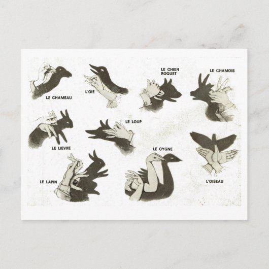 Carte Postale Vintage, ombres chinoises (Devant)