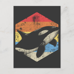 Carte Postale Vintage Orca Art Baleine Amour Retro Animal marin