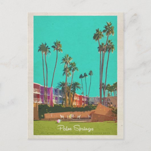 Carte Postale Vintage Palm Springs Voyage d'été (Devant)