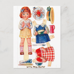 Carte postale vintage Paperdoll Little Miss Muffet
