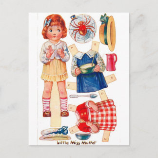 Carte postale vintage Paperdoll Little Miss Muffet