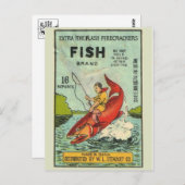 Carte postale vintage Paquet Firecracker (Devant / Derrière)