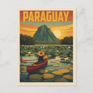 Carte Postale Vintage Paraguay Travel Poster Nature Lake