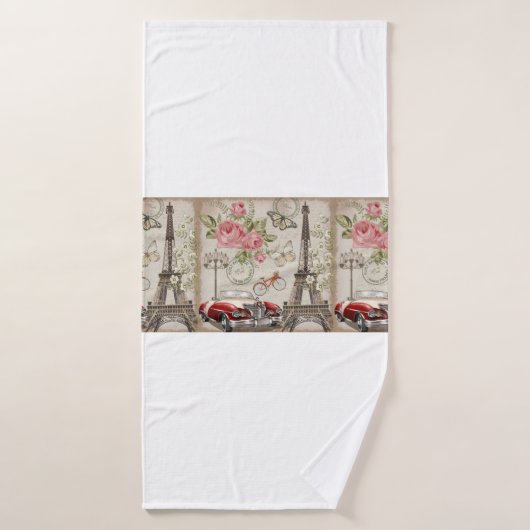 Carte postale vintage Paris. (Serviette de bain)