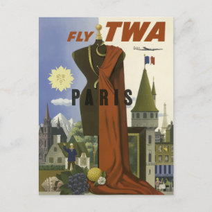 Carte postale vintage Paris Airline