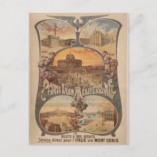 Carte Postale Vintage Paris Lyon France Tourisme (Devant)