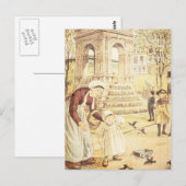 Carte Postale Vintage Paris Mère Enfant Épervier Oiseaux (Devant / Derrière)