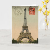 Carte postale vintage Paris Tour Eiffel (Fleur jaune)