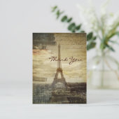 Carte Postale vintage Paris Tour Eiffel Mariage merci (Debout devant)