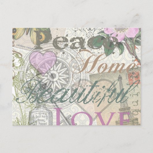 Carte Postale Vintage Peace Home Belle Amour (Devant)