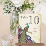 Carte Postale Vintage Peacock Marine Raspberry Damas Numéro du t<br><div class="desc">Bleu de marine Vintage et framboise Plum violet Mariage Peacock Signes Fiançailles,  Anniversaire,  Mariage Votre photo Toile enveloppée Photos</div>