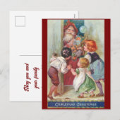 Carte postale vintage Père Noël Avec Enfants (Devant / Derrière)