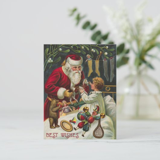 Carte postale vintage Père Noël Christmas (Debout devant)