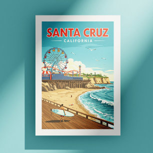 Carte Postale Vintage Père Noël Cruz Californie