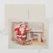 Carte postale vintage Père Noël Spirit (Devant / Derrière)