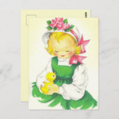Carte Postale Vintage petite fille Retro mignonne (Devant / Derrière)