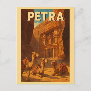 Carte Postale Vintage Petra Jordan Travel